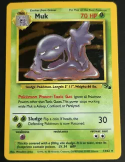 Pokemon TCG Muk 13/62 Fossil Holo Rare LP - Image 1