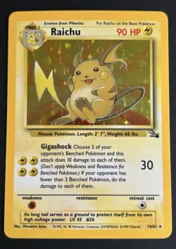 Pokemon TCG Raichu 14/62 Fossil Holo Rare NM - Image 1