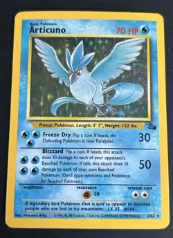 Pokemon TCG Articuno 2/62 Fossil Holo Rare Unlimited 1999 LP/NM - Image 1