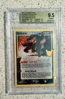 2021 POKEMON CELEBRATIONS CLASSIC COLL #17 UMBREON-GOLD STAR Beckett BGS 9.5 Gem - Image 1