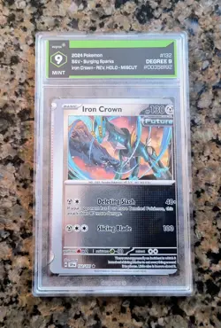 ✨Iron Crown Miscut ERROR Pokemon Card DEGREE 9 MINT Surging Sparks #132/191 2024 - Image 1