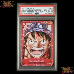 POP 1 AUTOGRAPHED One Piece Card Film Red Monkey D Luffy P-022 PSA 10 & Auto 10 - Image 2