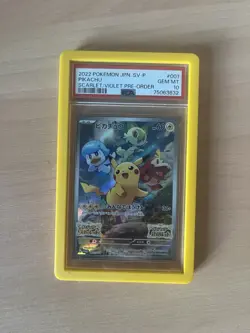 PIKACHU 001/SV-P PSA 10 POKEMON JAPANESE SCARLET & VIOLET PRE ORDER PROMO - Image 1