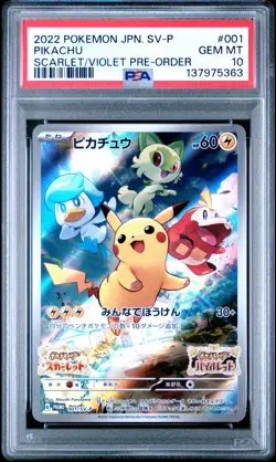 PSA 10 Pikachu 001/SV-P Pre-Order Promo Pokemon Scarlet & Violet Japanese Gem Mt - Image 1