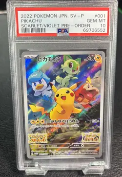 Pikachu 001/SV-P SV Scarlet/Violet Pre Order Promo Japanese Pokemon Card PSA 10 - Image 1