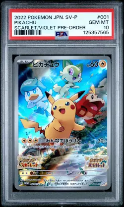 PSA 10 Pikachu 001/SV-P Holo Promo Scarlet & Violet Pre-order Japanese POKEMON - Image 1