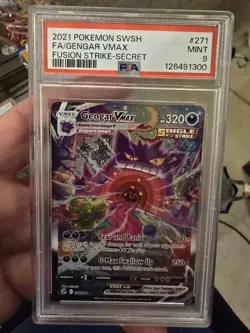 Gengar VMAX Alt Art #271 Secret Rare SWSH: Fusion Strike Pokemon TCG PSA 9 MINT - Image 1