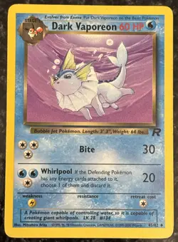 Dark Vaporeon 45/82 Team Rocket Regular Uncommon LP Vintage Pokemon Card - Image 1