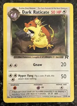 Dark Raticate 51/82 Team Rocket Regular Common LP Vintage 2000 Pokemon Card - Image 1