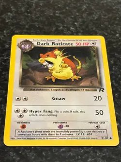 Dark Raticate 51/82 Team Rocket Regular Common LP Vintage 2000 Pokemon Card - Image 3