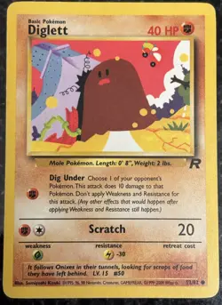 Diglett 52/82 Team Rocket Regular Common LP Vintage Pokemon Card 2000 WOTC - Image 1