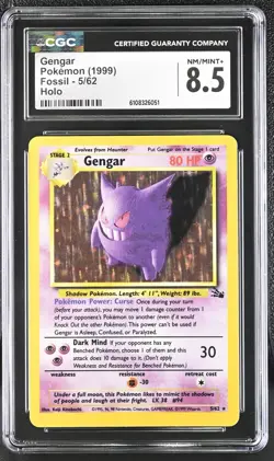 CGC 8.5 Gengar 1999 Fossil 5/62 Holo Pokemon Card - Image 1