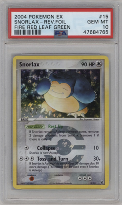2004 Pokemon EX Fire Red & Leaf Green Snorlax Reverse Holo #15 PSA 10 Gem Mint - Image 1