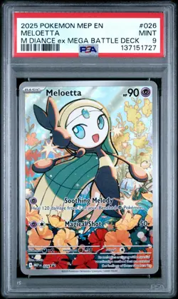 PSA 9 Pokemon Meloetta 026 Illustration Rare TCG Mega Battle Deck. - Image 1