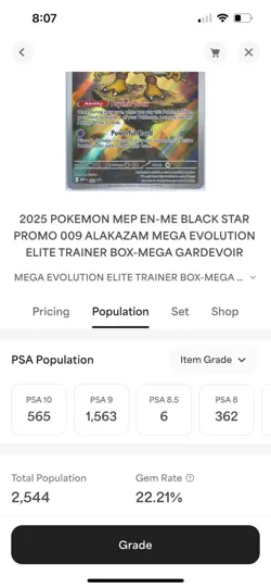 2025 POKEMON MEP EN ALAKAZAM MEG ETB-MEGA GARDEVOIR #009 - PSA 8.5 Black Promo - Image 3