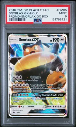 2016 POKEMON BLACK STAR PROMO SNORLAX GX #SM05 PSA 9 MINT #131768721 - Image 1