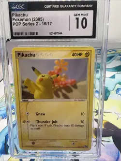 CGC 10 Pikachu 2005 POP Series 2 16/17 Graded Pokemon Card - Image 1