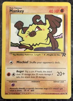 Mankey 61/82 Team Rocket Regular Common LP Vintage Pokemon Card 2000 - Image 1