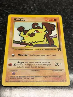 Mankey 61/82 Team Rocket Regular Common LP Vintage Pokemon Card 2000 - Image 3