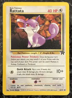 Rattata 66/82 Team Rocket Regular Common LP Vintage 2000 Pokemon Card - Image 1