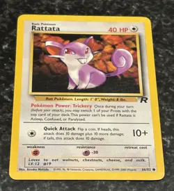 Rattata 66/82 Team Rocket Regular Common LP Vintage 2000 Pokemon Card - Image 3