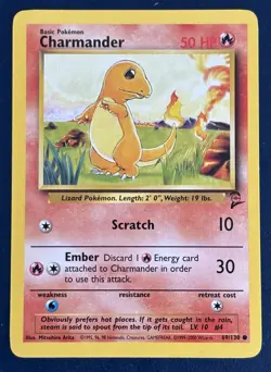 Charmander 069/130 Base Set 2 Regular Common LP Vintage Pokemon Card 2000 - Image 1