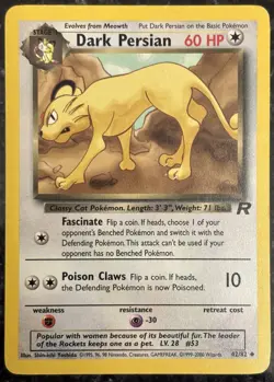 Dark Persian 42/82 Team Rocket Regular Common LP Vintage Pokemon Card 2000 - Image 1