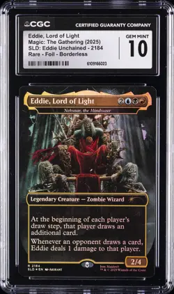 2025 MTG RARE FOIL BORDERLESS #2184 EDDIE, LORD OF LIGHT CGC 10 GEM MINT - Image 1