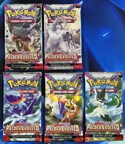 Pokemon 2023 Scarlet & Violet Paldea Evolved Booster Pack Lot X5 Artset SV Nm M - Image 1