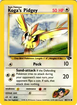Pokemon TCG Koga's Pidgey 80/132 WotC Gym Challenge Regular VLP - Image 1