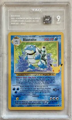 TAG 9 Mint Blastoise 2021 Celebrations: Classic Collection 2/102 Pokemon TCG - Image 1