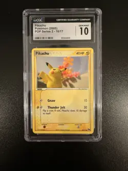 2005 Pokemon Pikachu POP Series 2 16/17 CGC Grades Gem Mint 10 - Image 1
