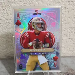 2022 Wild Card 5 Card Draw Brock Purdy Holo Foil-Red AU RC SDJC-BPN 1/2 - Image 1