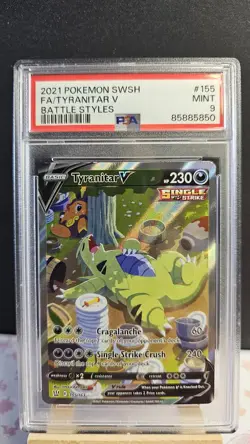 PSA 9 Tyranitar V (Alt Art) Battle Styles 155/163 Holo Pokemon Card - Image 1