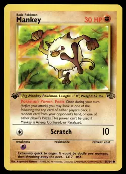 Pokemon TCG Jungle 1st Edition #55/64 Mankey LP+ - Image 1