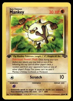 Pokemon TCG Jungle 1st Edition #55/64 Mankey LP+ - Image 1