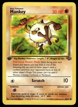 Pokemon TCG Jungle 1st Edition #55/64 Mankey LP+ - Image 1