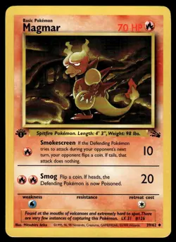 Pokemon TCG Fossil 1st Edition #39/62 Magmar LP+ - Image 1