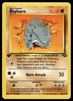 Pokemon TCG Jungle 1st Edition #61/64 Rhyhorn LP+ - Image 1