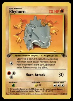 Pokemon TCG Jungle 1st Edition #61/64 Rhyhorn LP+ - Image 1