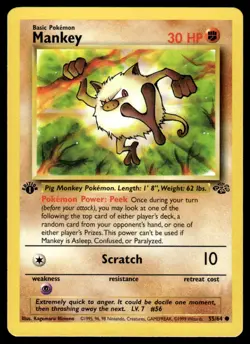 Pokemon TCG Jungle 1st Edition #55/64 Mankey LP+ - Image 1