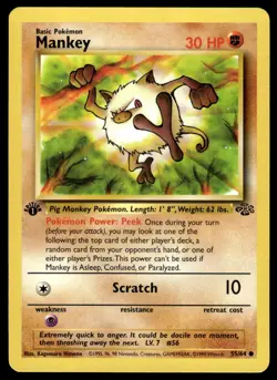Pokemon TCG Jungle 1st Edition #55/64 Mankey LP+ - Image 1