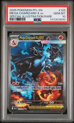 2025 POKEMON PFL EN-PHANTASMAL FLAMES #125 MEGA CHARIZARD X EX PSA 10 - Image 1