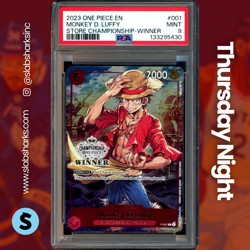 2023 ONE PIECE EN STORE CHAMPIONSHIP WINNER #P-001 MONKEY. D. LUFFY PSA 9 - Image 1