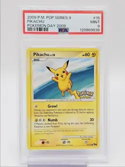 PIKACHU 2009 POKEMON POP SERIES 9 POKEMON DAY 2009 15/17 PSA 9 Q3562 - Image 1
