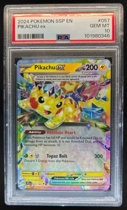 2024 Pokemon Surging Sparks Pikachu Ex #057/191 PSA 10 - Image 1