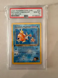 2000 POKEMON GYM CHALLENGE 1ST ED #73 GIOVANNI'S MAGIKARP PSA 10 - Image 1