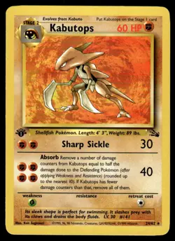 Pokemon TCG Fossil 1st Edition #24/62 Kabutops (24) NM - Image 1