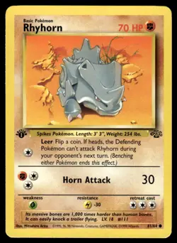 Pokemon TCG Jungle 1st Edition #61/64 Rhyhorn LP+ - Image 1