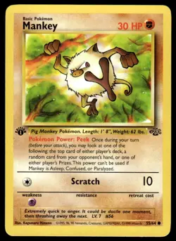 Pokemon TCG Jungle 1st Edition #55/64 Mankey LP+ - Image 1